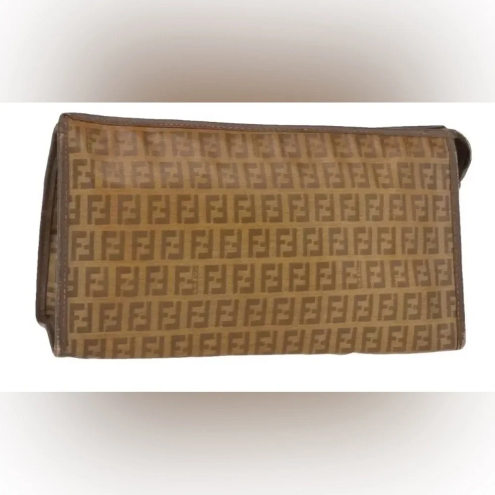 Authentic Fendi Tan Monogram Clutch/Pouch with COA - Picture 11 of 12